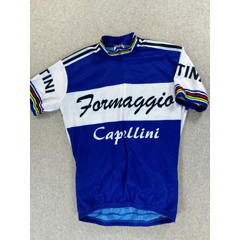 World Jerseys Formaggio Capellini Cycling Jersey 3/4 Zip‎ (Men's Large) Blue